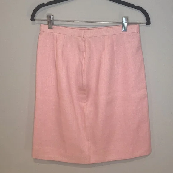 Miss O by Oscar de la Renta Vintage Pink Linen Skirt Suit Set - Picture 8 of 10